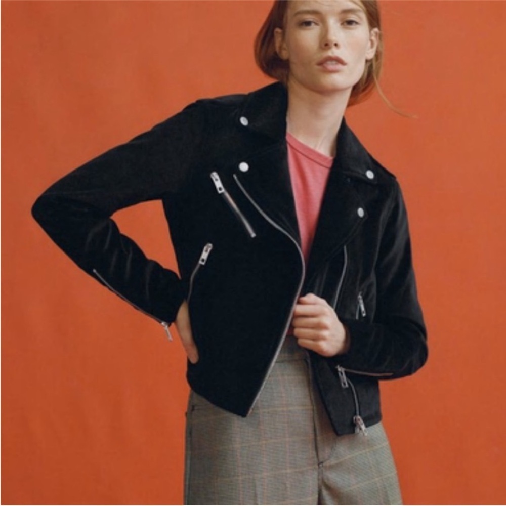 NWOT rag & bone Black Velvet Biker Jacket Crop Style Silver Hardware - Picture 2 of 14
